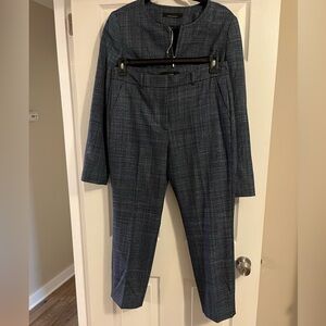 White House Black Market Navy Plaid/Jean Suit